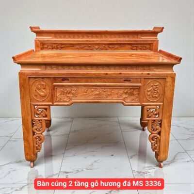 Bàn cúng 2 tầng gỗ hương đá MS 3336