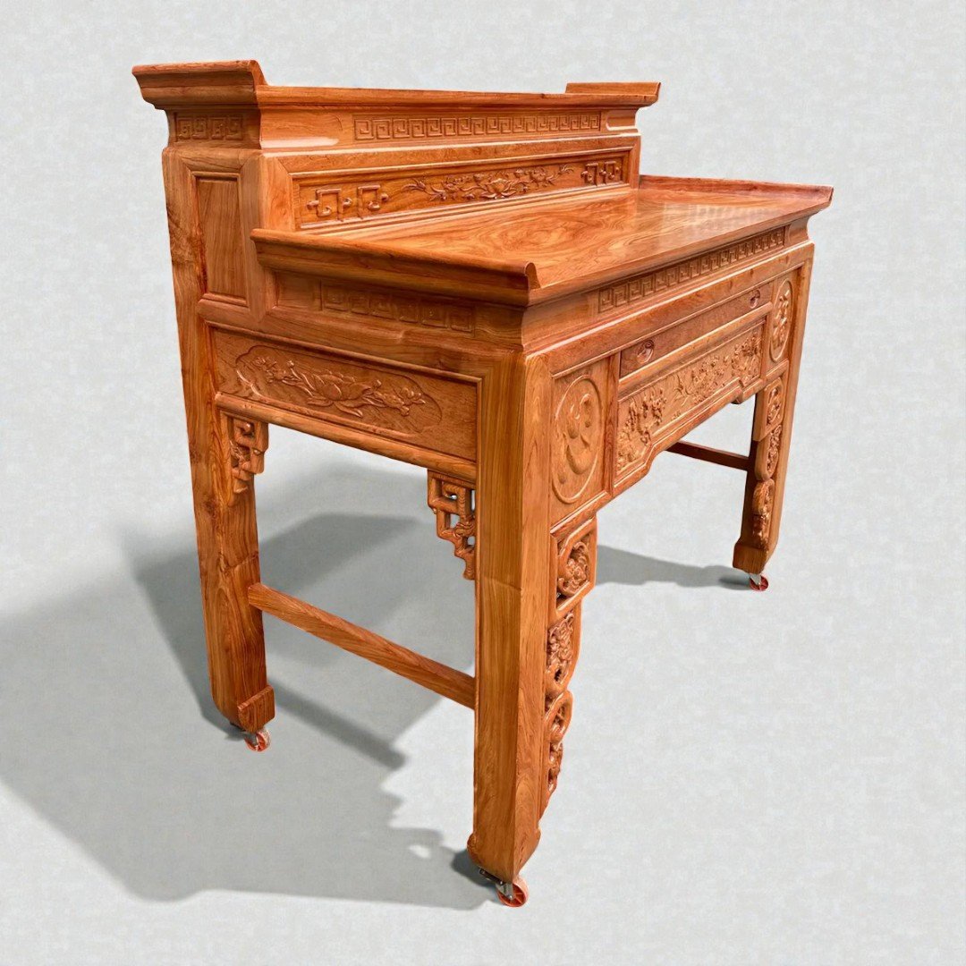 Bàn cúng 2 tầng gỗ hương đá MS 3336 8 Bàn cúng 2 tầng gỗ hương đá chạm khắc truyền thống