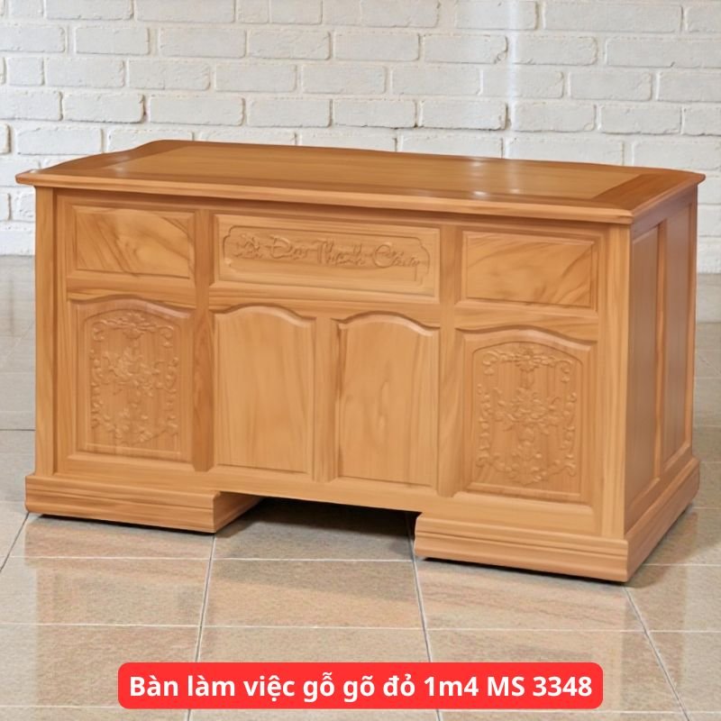 Bàn làm việc gỗ gõ đỏ 1m4 MS 3348 1 Bàn làm việc gỗ gõ đỏ 1m4 MS 3348