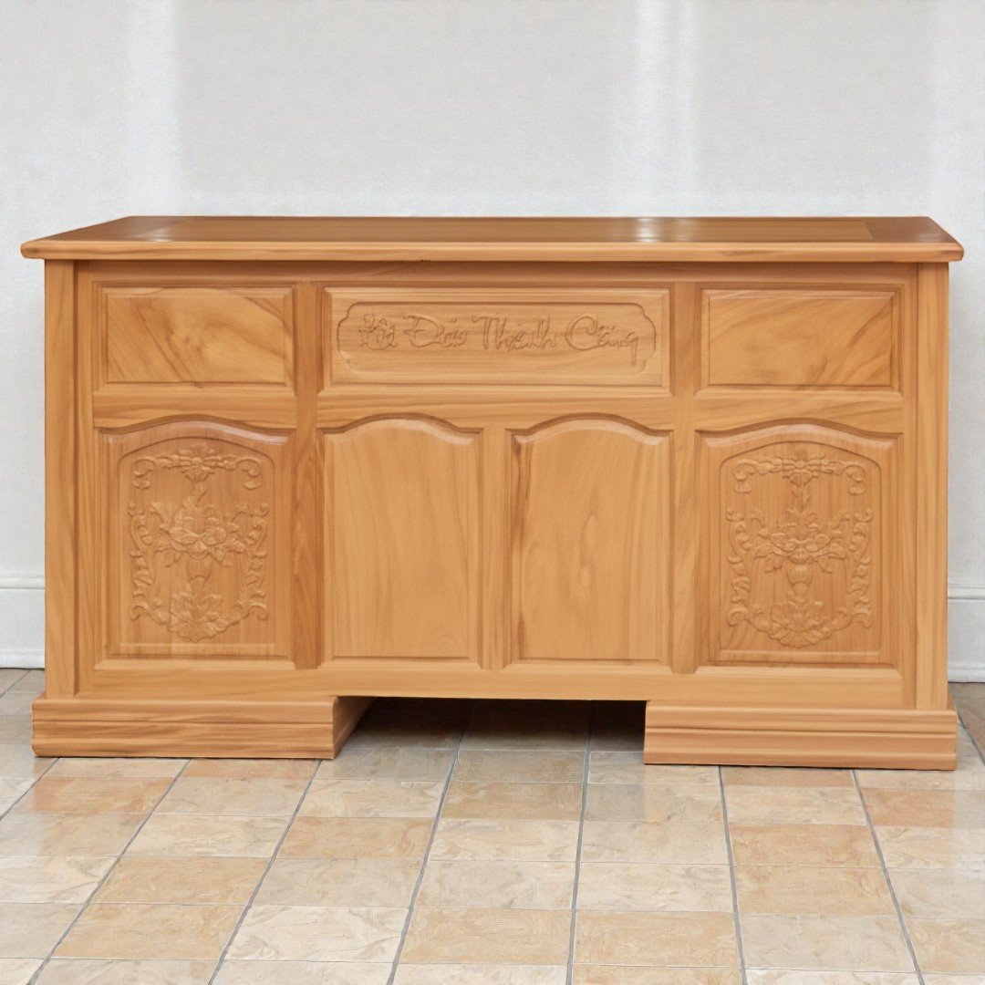 Bàn làm việc gỗ gõ đỏ 1m4 MS 3348 4 Bàn làm việc gỗ gõ đỏ 1m4