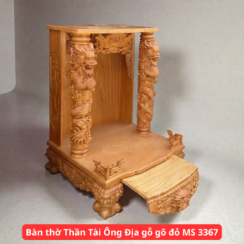 Bàn thờ Thần Tài Ông Địa gỗ gõ đỏ MS 3367
