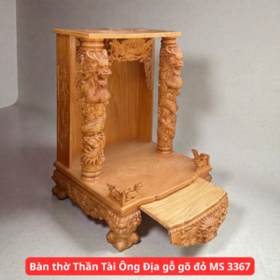 Bàn thờ Thần Tài Ông Địa gỗ gõ đỏ MS 3367