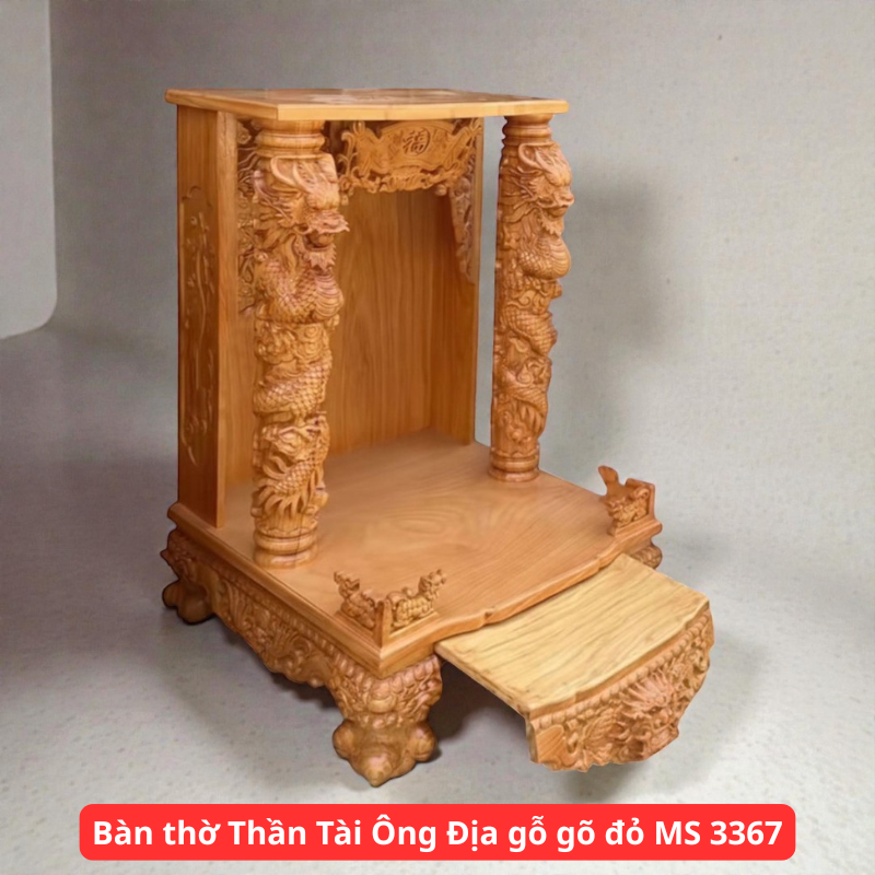 Bàn Thờ Thần Tài Ông Địa Gỗ Gõ Đỏ MS 3372 1 Bàn thờ Thần Tài Ông Địa gỗ gõ đỏ MS 3367
