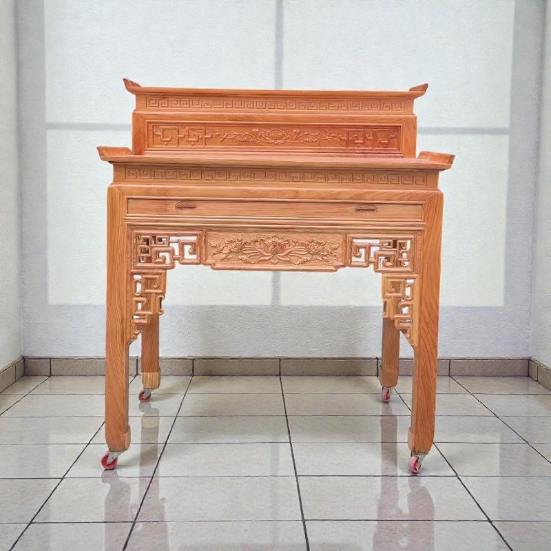 Bàn thờ nhị cấp gỗ gõ đỏ tự nhiên