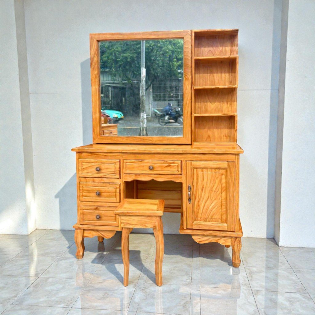 Bàn trang điểm gỗ gõ đỏ tự nhiên cao cấp