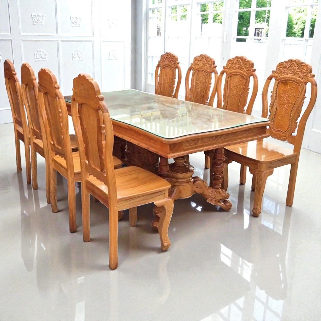 Bộ bàn ăn 8 ghế gỗ gõ đỏ