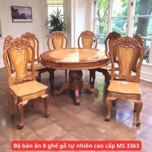 Bộ bàn ăn 8 ghế gỗ tự nhiên cao cấp