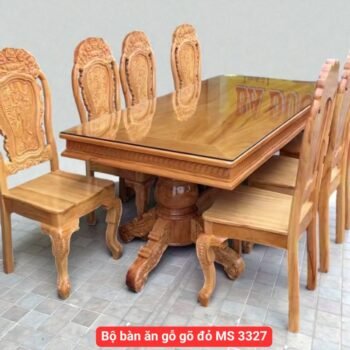 Bộ bàn ăn gỗ gõ đỏ MS 3327
