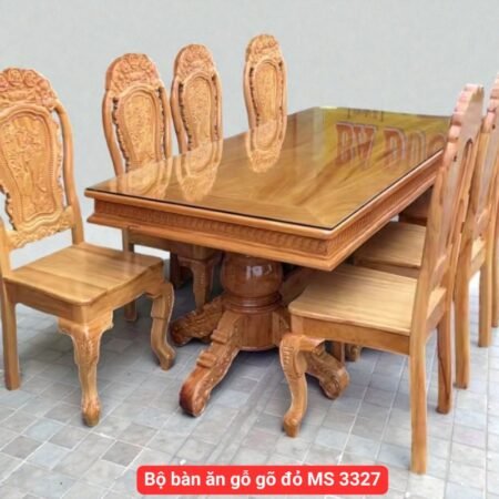 Bộ bàn ăn gỗ gõ đỏ MS 3327
