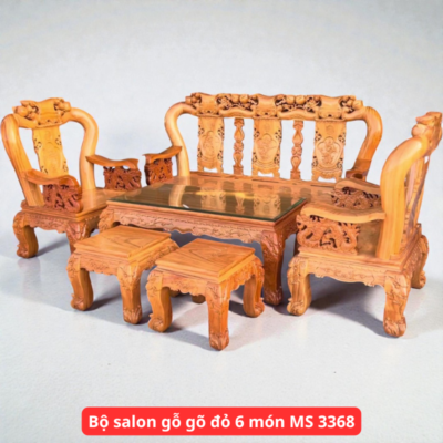 Bộ salon gỗ gõ đỏ 6 món MS 3368