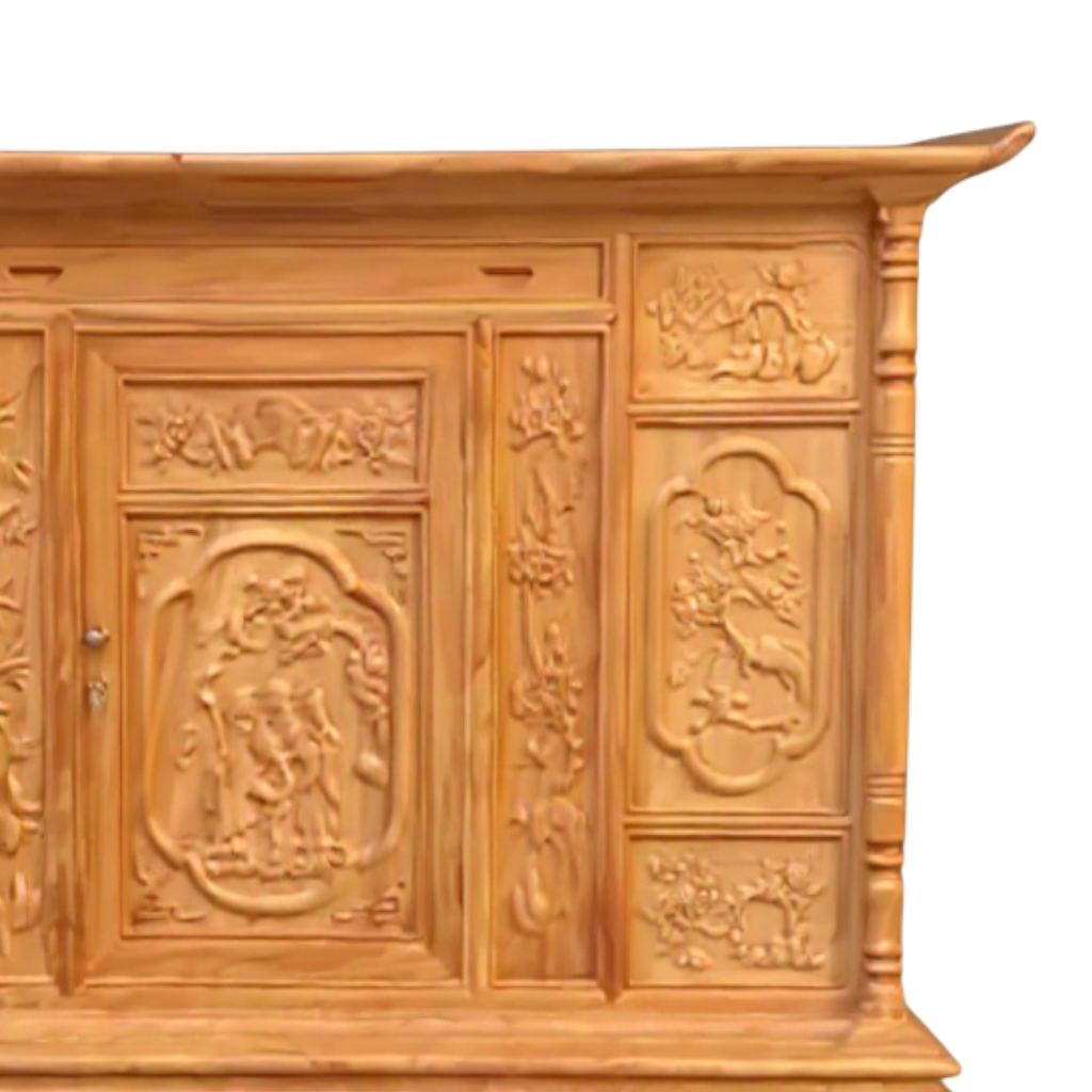 Tủ Thờ Gỗ Gõ Đỏ Bền Đẹp Cỡ Lớn MS 3356 8 Cận cảnh vân gỗ gõ đỏ tự nhiên của tủ thờ cao cấp