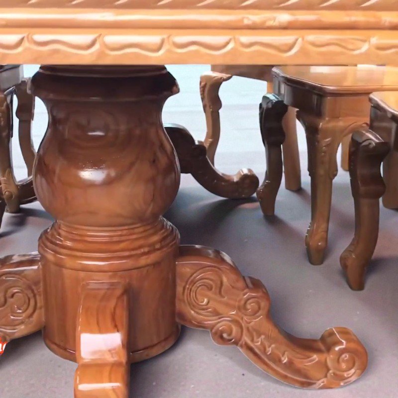Chi tiết bộ bàn ăn gỗ gõ đỏ 8 ghế sang trọng