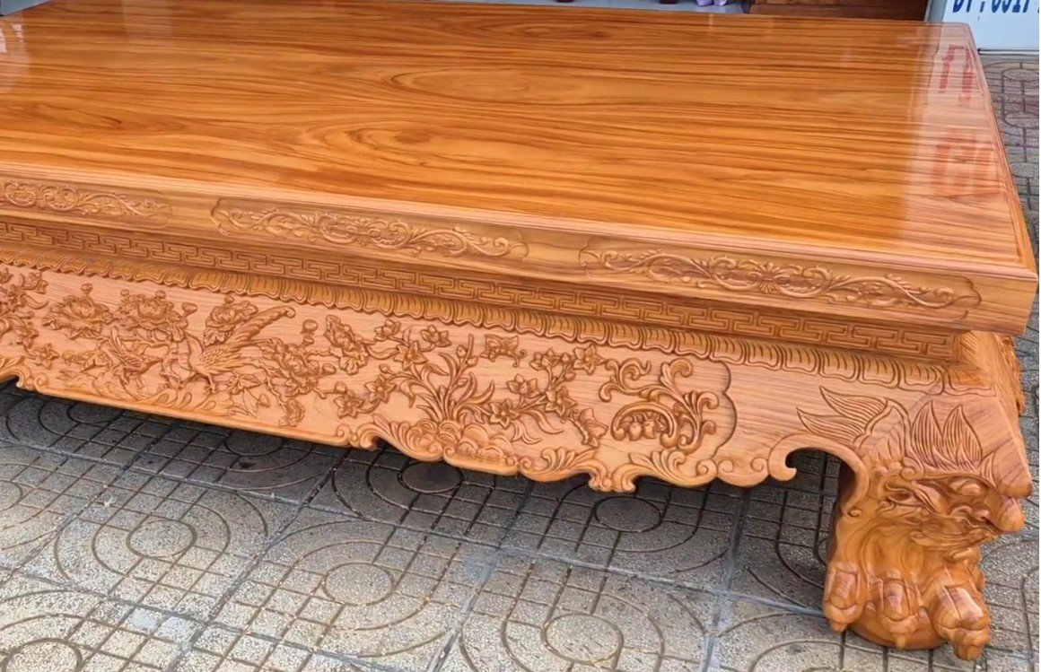 Bộ ván đi văng gỗ gõ đỏ chân quỳ cao cấp MS 3342 8 Chi tiết chân quỳ đi văng gỗ gõ đỏ