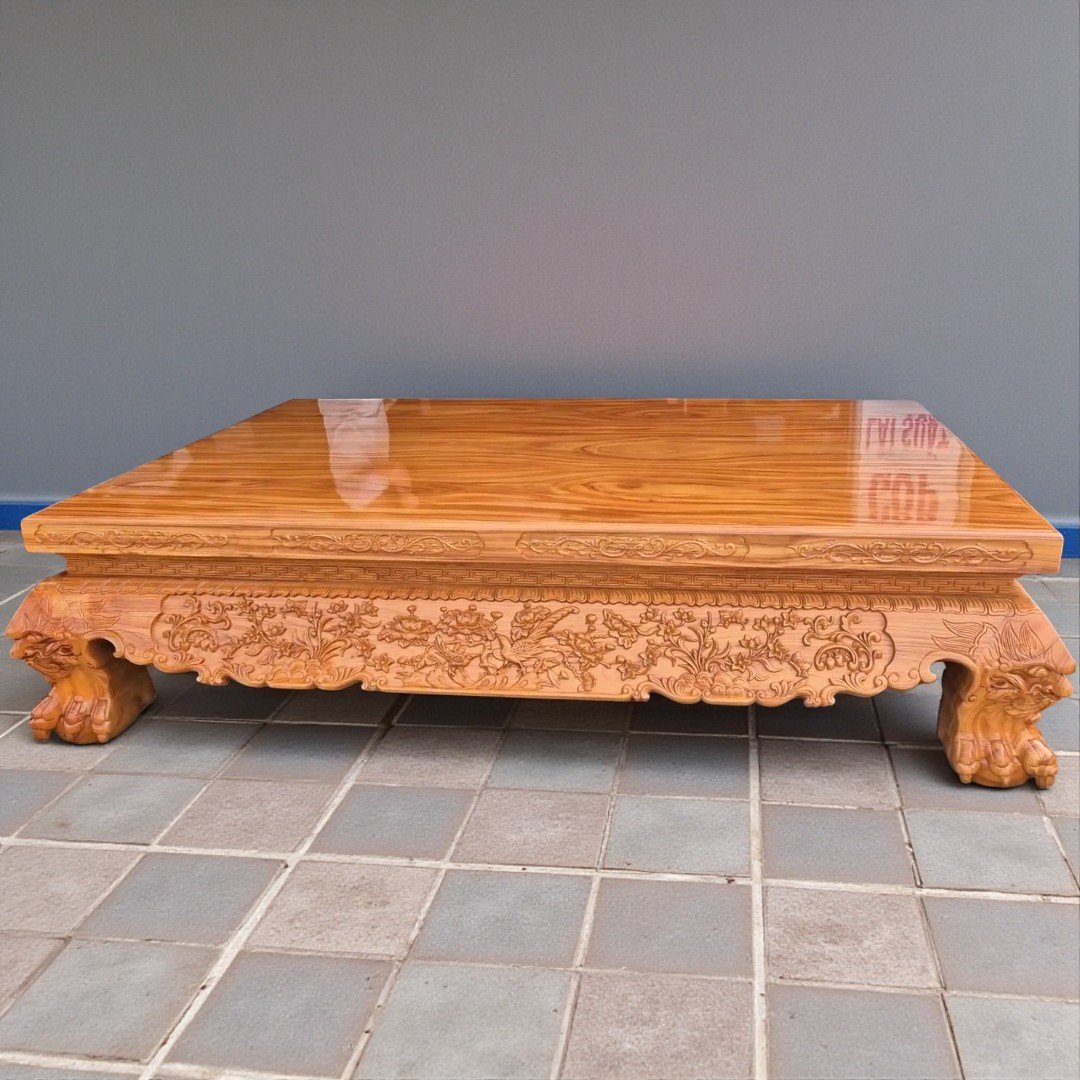 Bộ ván đi văng gỗ gõ đỏ chân quỳ cao cấp MS 3342 10 Đi văng gỗ gõ đỏ chân quỳ cao cấp kích thước lớn