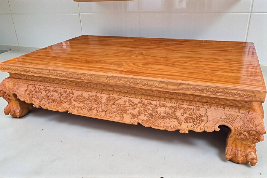 Bộ ván đi văng gỗ gõ đỏ chân quỳ cao cấp MS 3342 6 Đi văng gỗ gõ đỏ chân quỳ