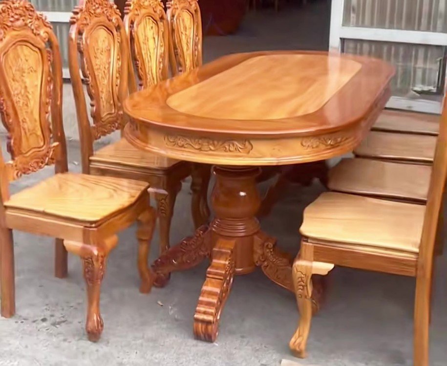 Bàn hột xoài 8 ghế gỗ căm xe gõ MS 3323 7 Ghế gỗ tự nhiên bộ bàn hột xoài 8 ghế bền đẹp
