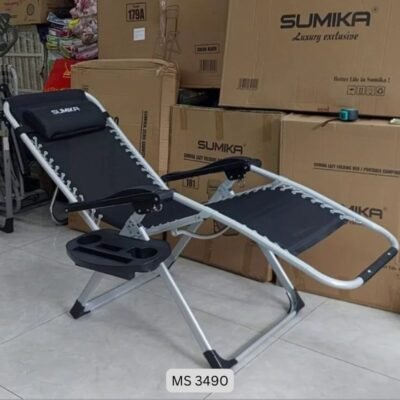 Ghế xếp thư giãn Sumika lưới đen khung xám