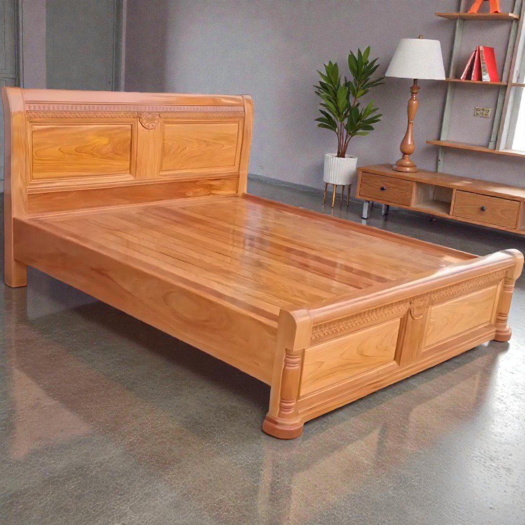 Giường gỗ đỏ tự nhiên gỗ gõ đỏ cao cấp