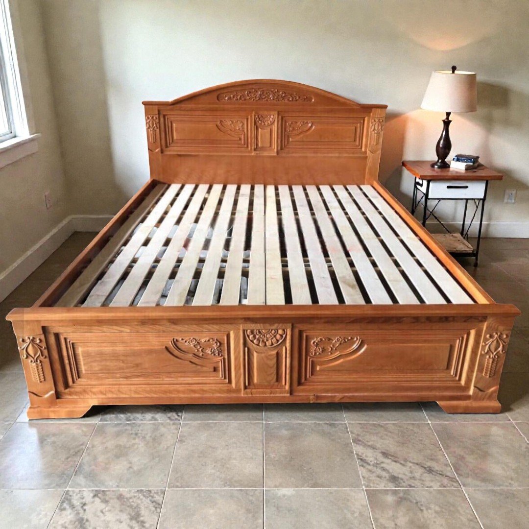 Giường ngủ gỗ sồi tự nhiên MS 3362 8 Giường gỗ sồi Nga cao cấp 1m8 – phòng ngủ sang trọng