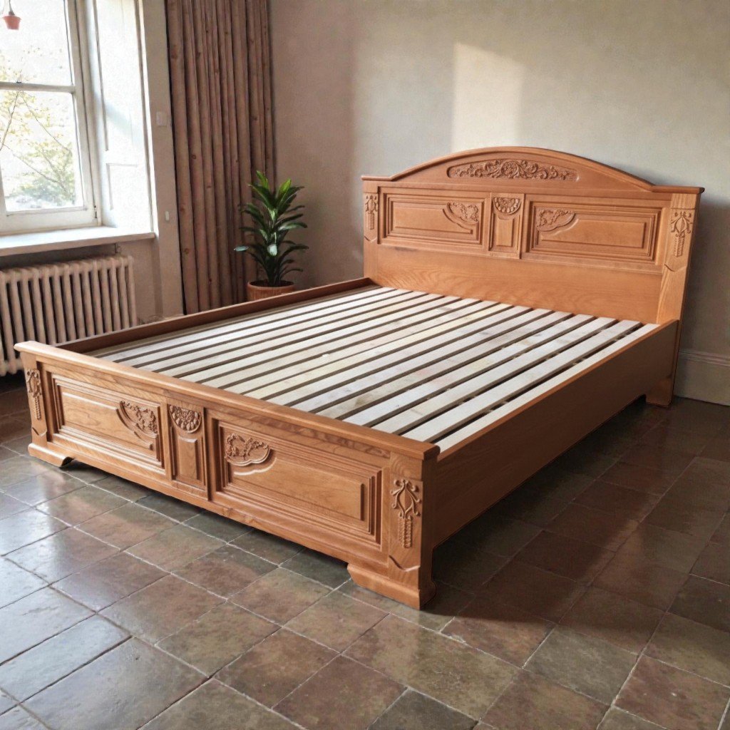 Giường ngủ gỗ sồi tự nhiên MS 3362 4 Giường gỗ sồi Nga cao cấp