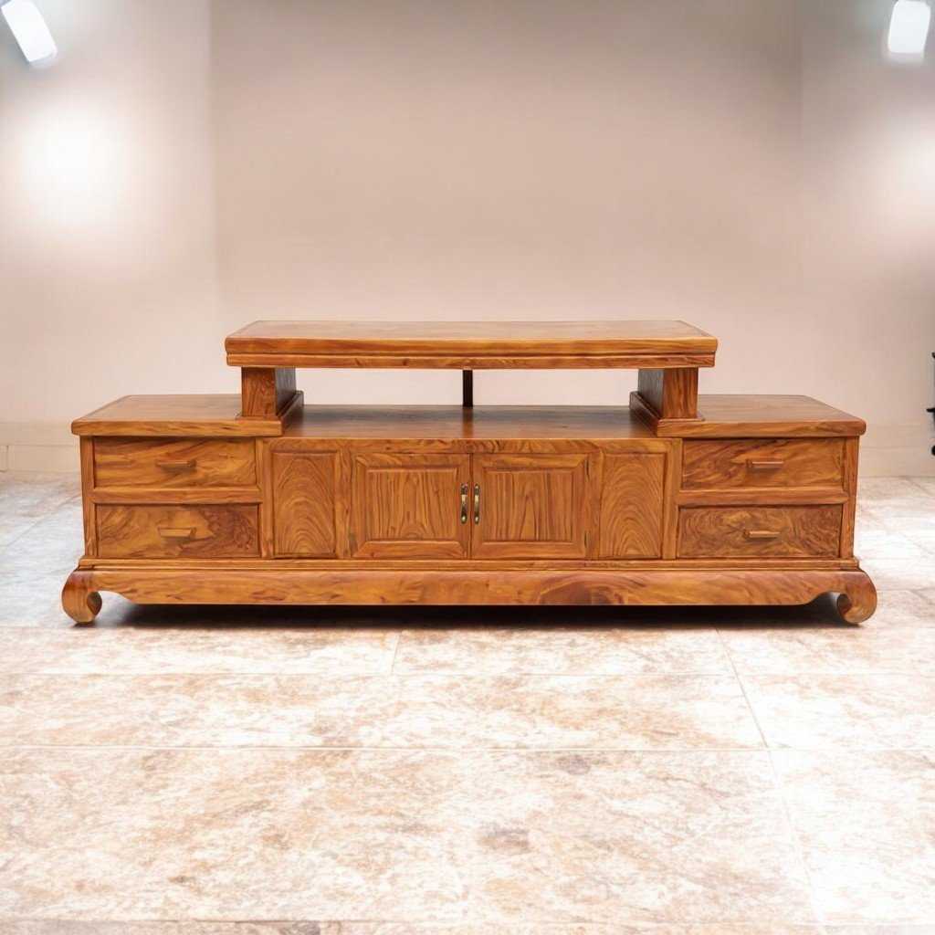 Kệ tivi gỗ Hương Đá tự nhiên kích thước 2m4 sang trọng