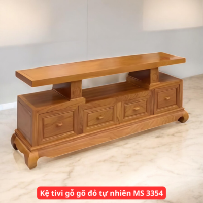 Kệ tivi gỗ gõ đỏ tự nhiên MS 3354