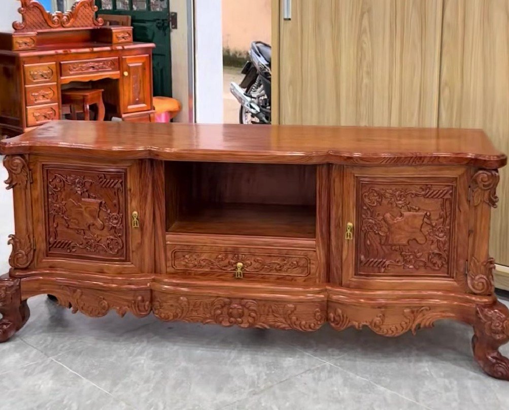 Kệ tivi gỗ hương đá hiện đại MS 3369 8 kệ tivi gỗ hương hiện đại gỗ hương đá tự nhiên cao cấp