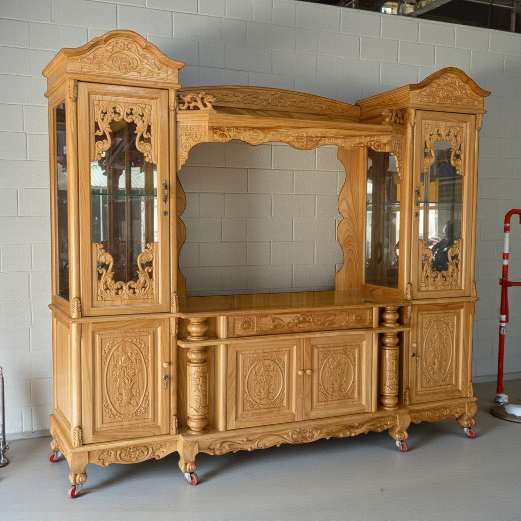 Kệ tivi kết hợp bàn thờ gỗ gõ đỏ