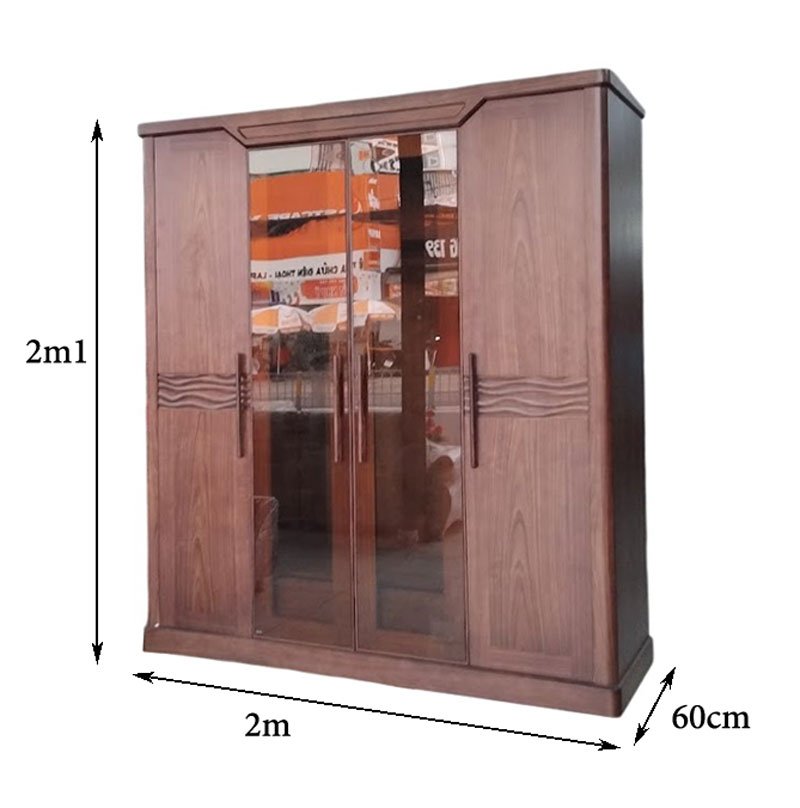 Kích thước tủ quần áo gỗ 2 cửa kính