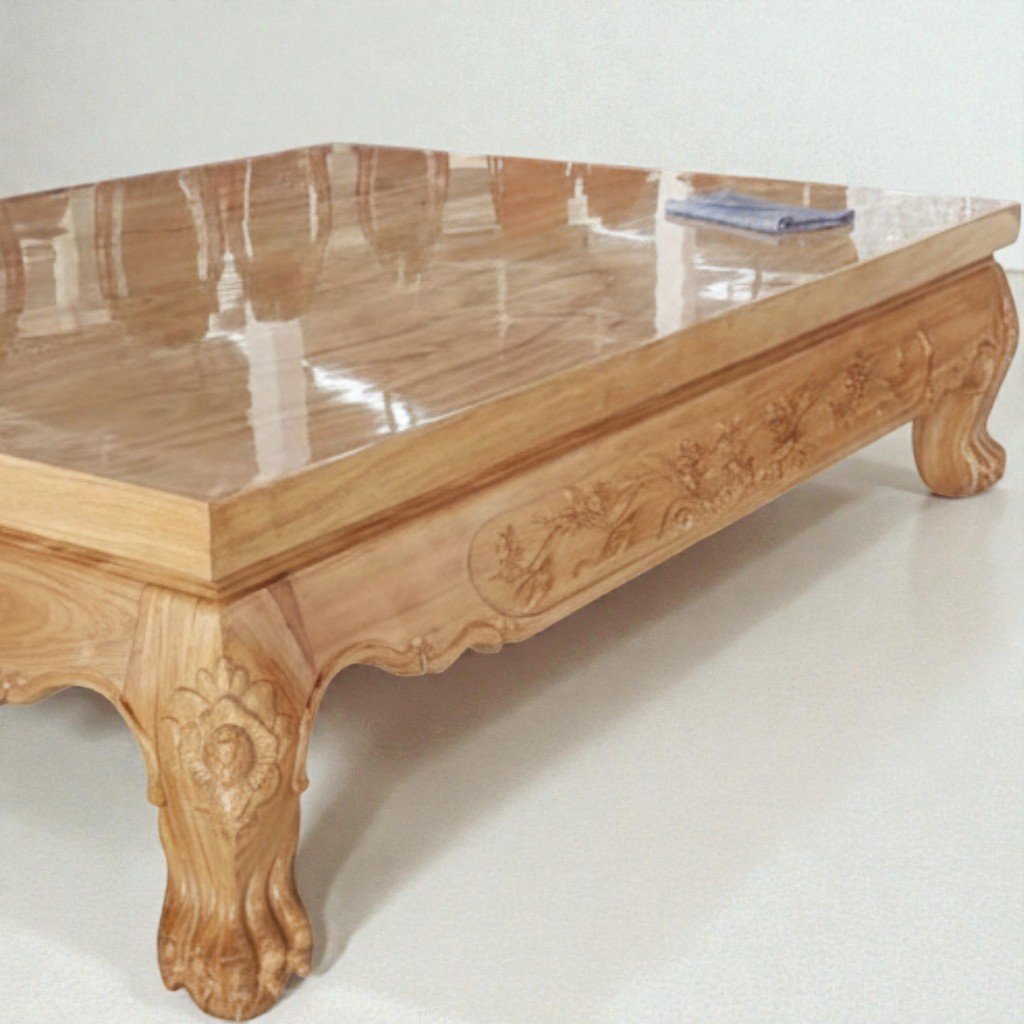 Li văng gỗ gõ đỏ cao cấp MS 3334 9 Li văng gỗ gõ đỏ mặt dày 2 phân chân vuông nguyên khối