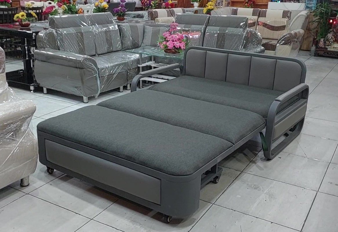 Ghế sofa kéo ra thành giường thông minh màu xám nhạt hiện đại Ghế sofa kéo ra thành giường thông minh màu xám nhạt hiện đại