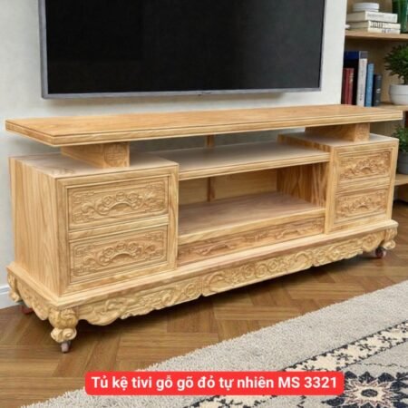 Tủ kệ tivi gỗ gõ đỏ tự nhiên MS 3321