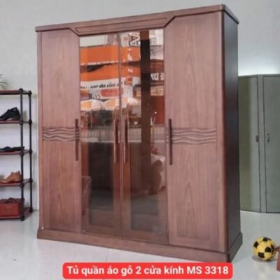 Tủ quần áo gỗ 2 cửa kính MS 3318