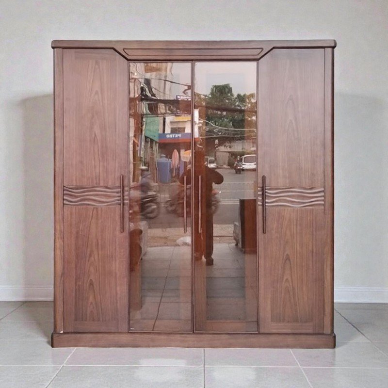 Tủ quần áo gỗ 2 cửa kính