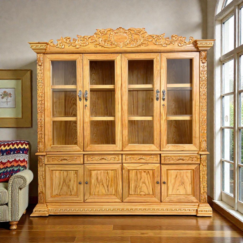 Tủ rượu gỗ gõ đỏ kích thước 2m sang trọng phòng khách