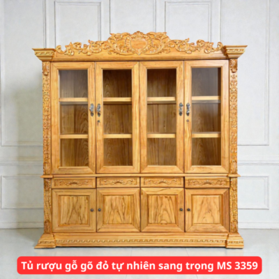 Tủ rượu gỗ gõ đỏ tự nhiên sang trọng MS 3359