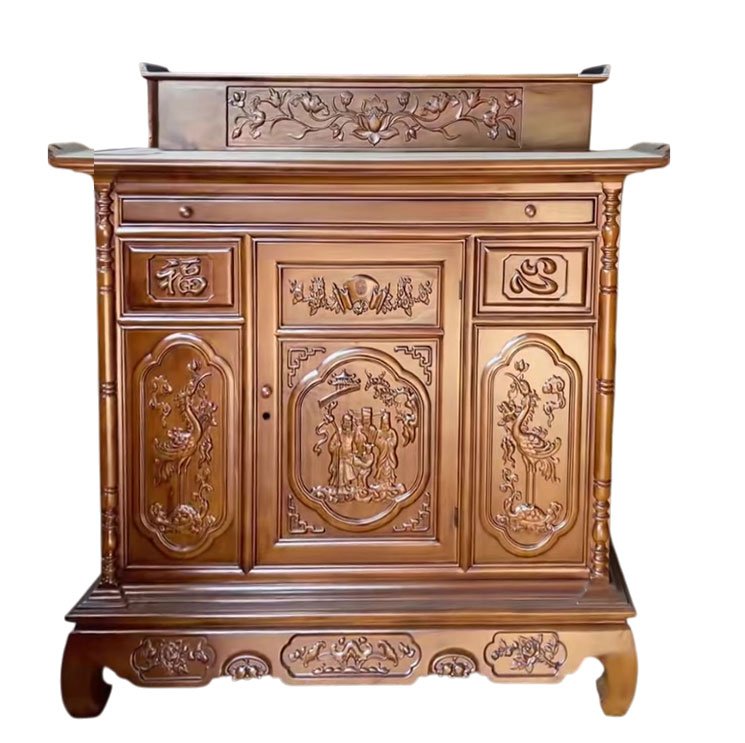 Tủ thờ 2 tầng sơn màu gỗ óc chó cao cấp