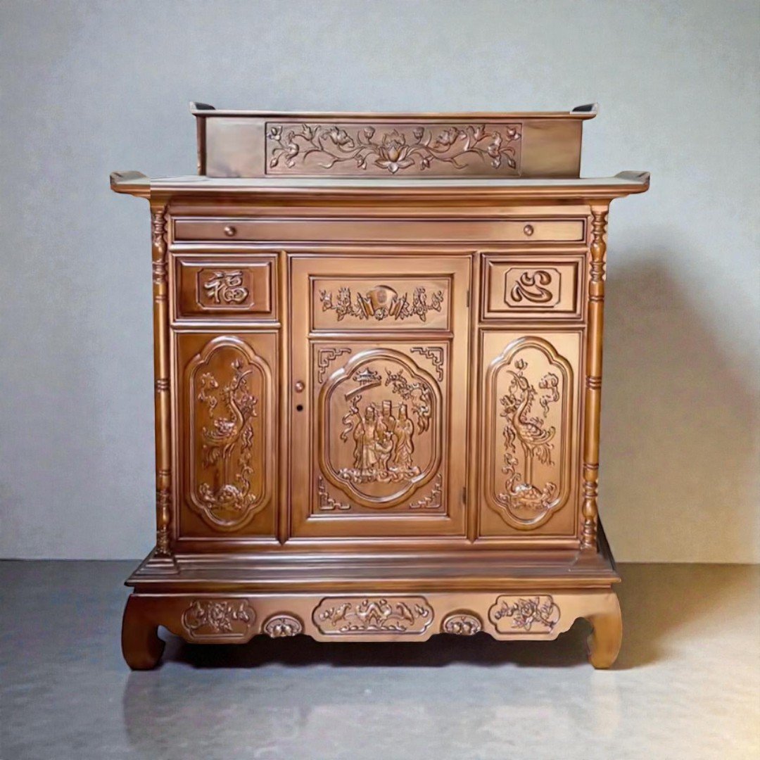 Tủ thờ 2 tầng sơn màu gỗ óc chó