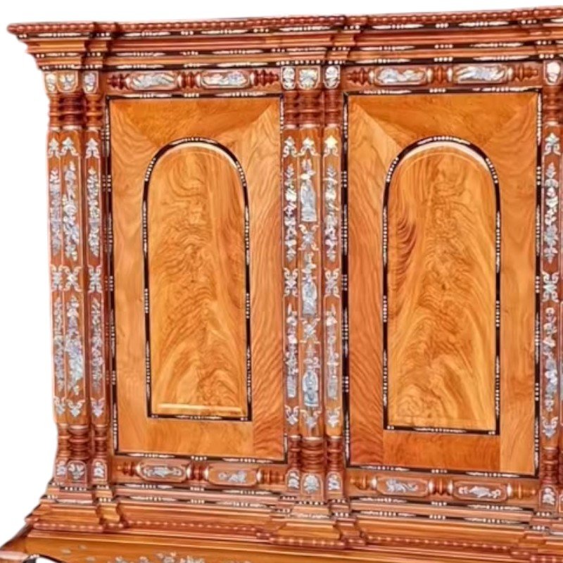 Chi tiết khảm trai tủ thờ gỗ 9 trụ