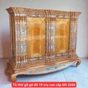 Tủ thờ gỗ gõ đỏ 19 trụ cao cấp MS 3344