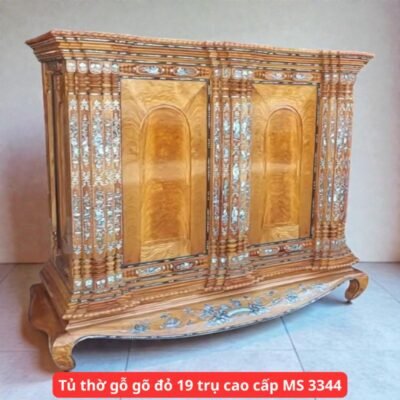 Tủ thờ gỗ gõ đỏ 19 trụ cao cấp MS 3344
