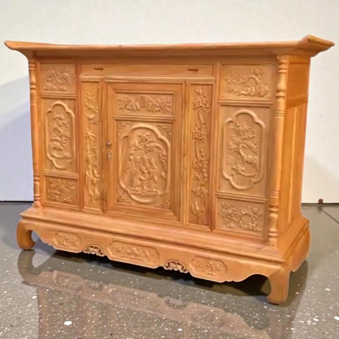 Tủ Thờ Gỗ Gõ Đỏ Bền Đẹp Cỡ Lớn MS 3356 10 Tủ thờ gỗ gõ đỏ bền đẹp kích thước 1m75 x 1m27 x 81cm