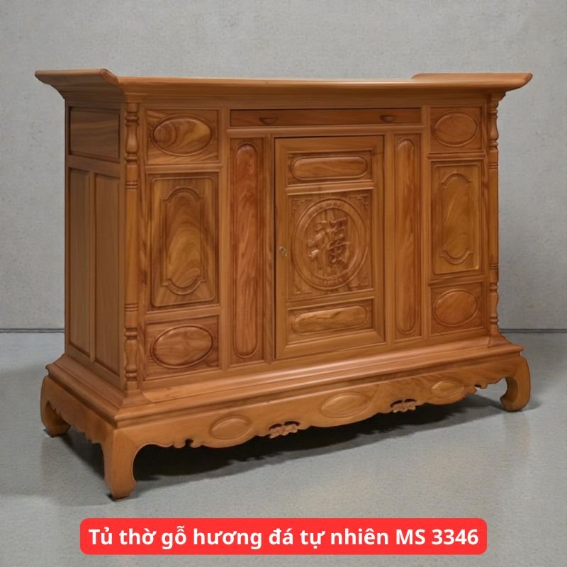 Tủ thờ gỗ hương đá tự nhiên rộng 1m75 MS 3346 1 Tủ thờ gỗ hương đá tự nhiên MS 3346