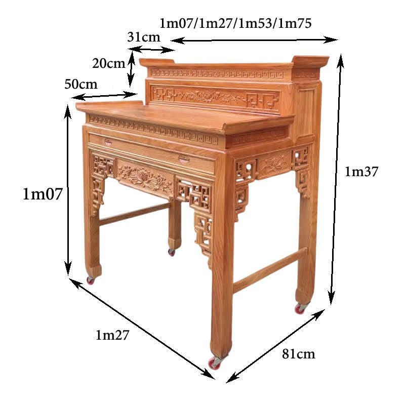 Kích thước bàn thờ nhị cấp gỗ gõ đỏ tự nhiên