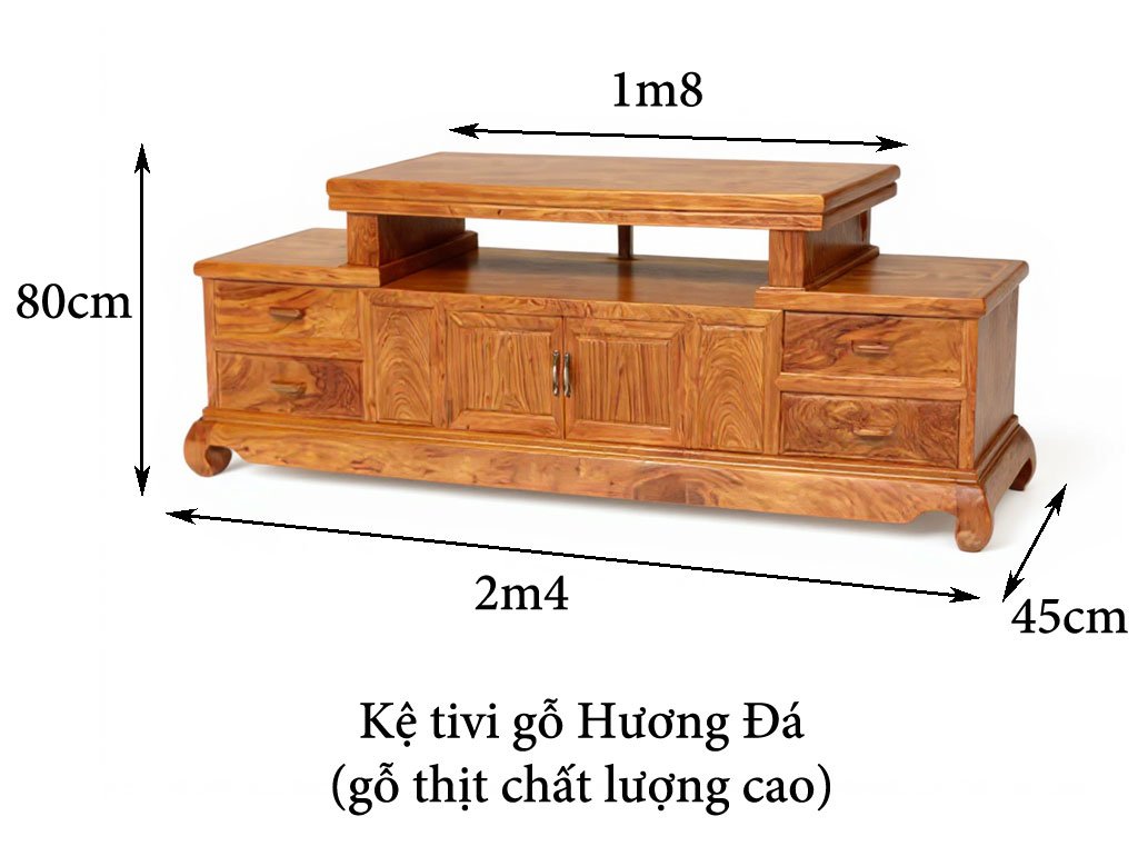 Kích thước kệ tivi gỗ Hương Đá tự nhiên