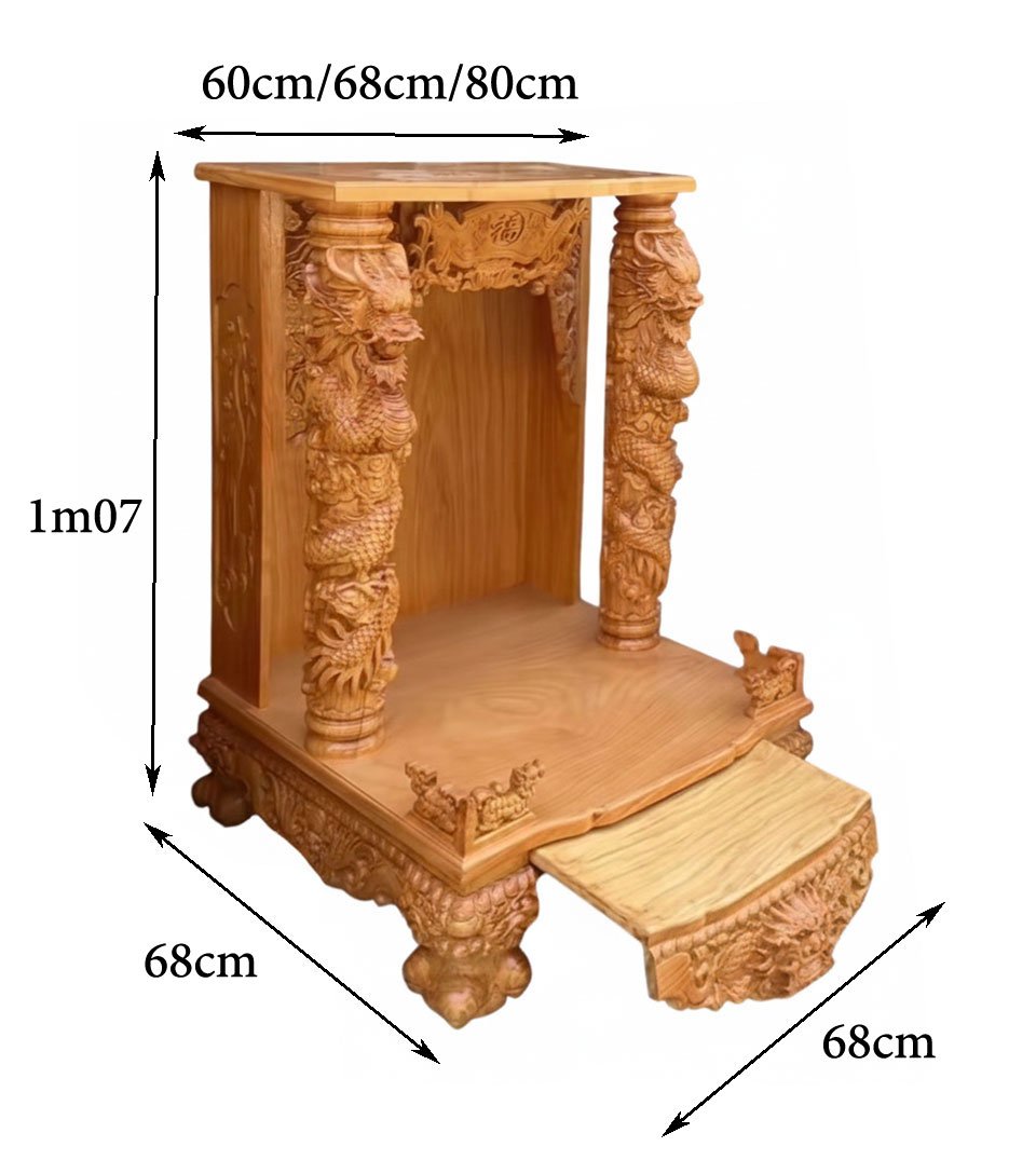 Bàn Thờ Thần Tài Ông Địa Gỗ Gõ Đỏ MS 3372 7 Kích thước bàn Thờ Thần Tài Ông Địa Gỗ Gõ Đỏ