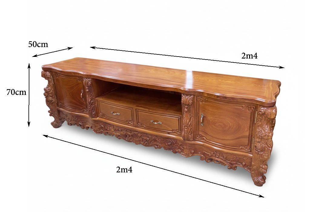 Kích thước kệ tivi gỗ hương đá