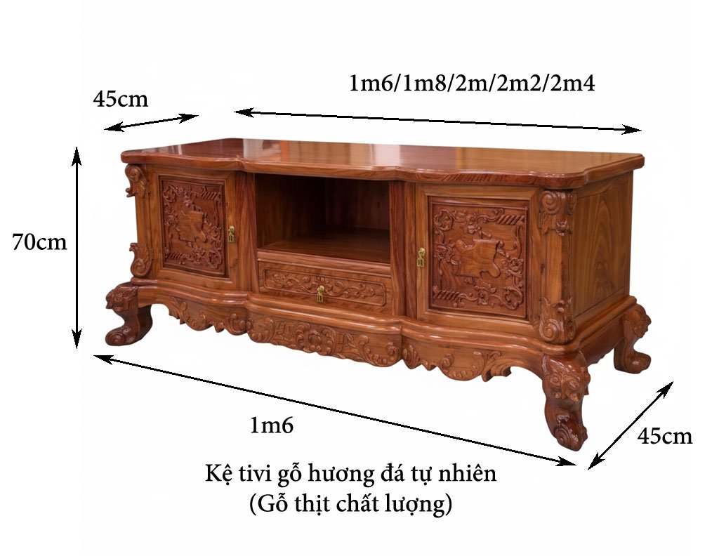Kệ tivi gỗ hương đá hiện đại MS 3369 5 Kích thước kệ tivi gỗ hương hiện đại