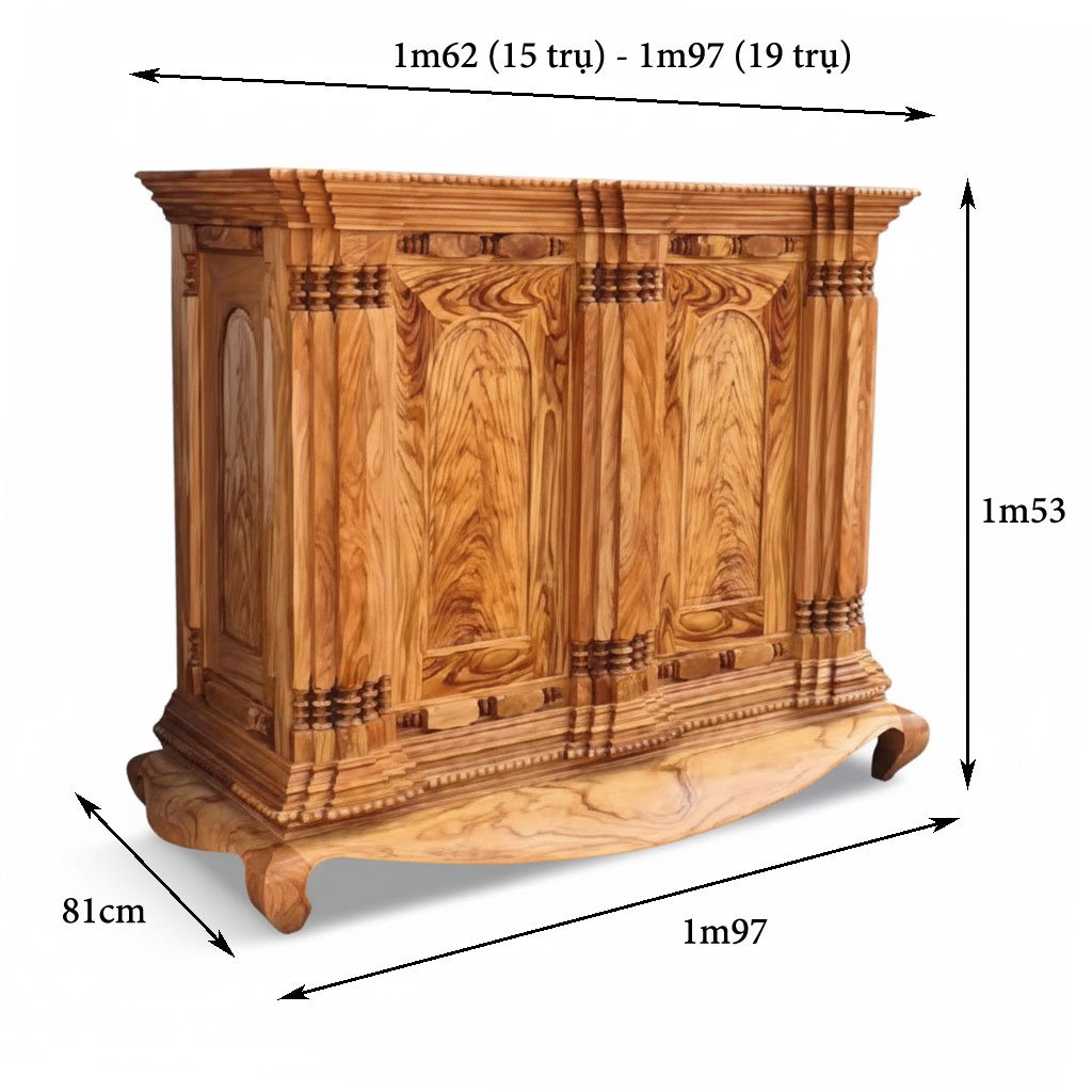 Kích thước tủ thờ gỗ gõ đỏ
