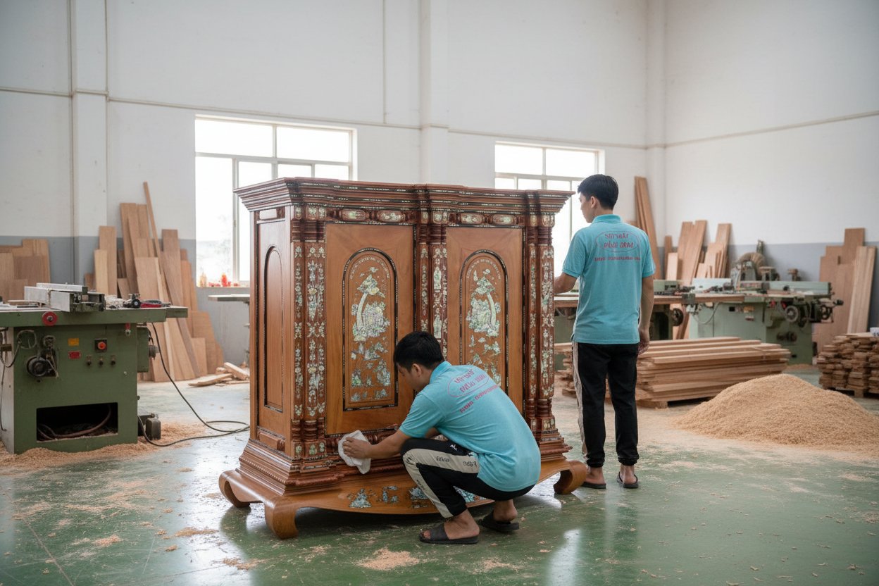 Tủ thờ 15 trụ gỗ gõ đỏ MS 3279